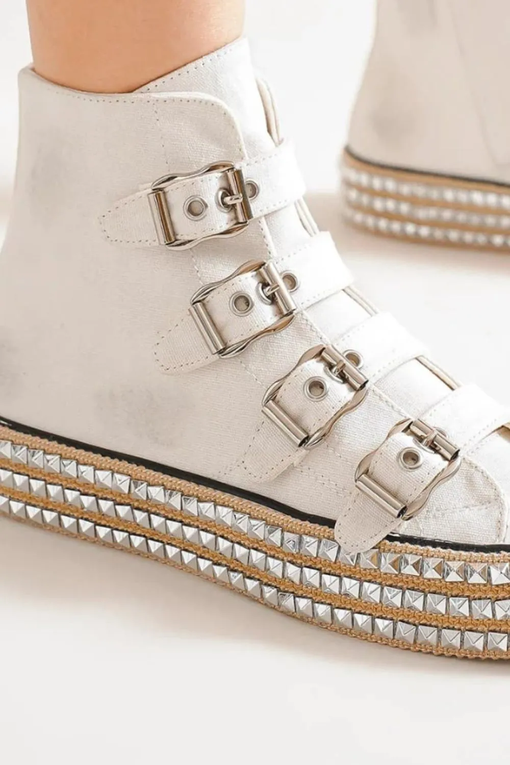 Beast Fashion Studded Platform Sneakers