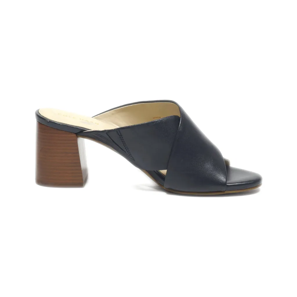 Cole Haan Peep Toe Leather Black Colour For Women