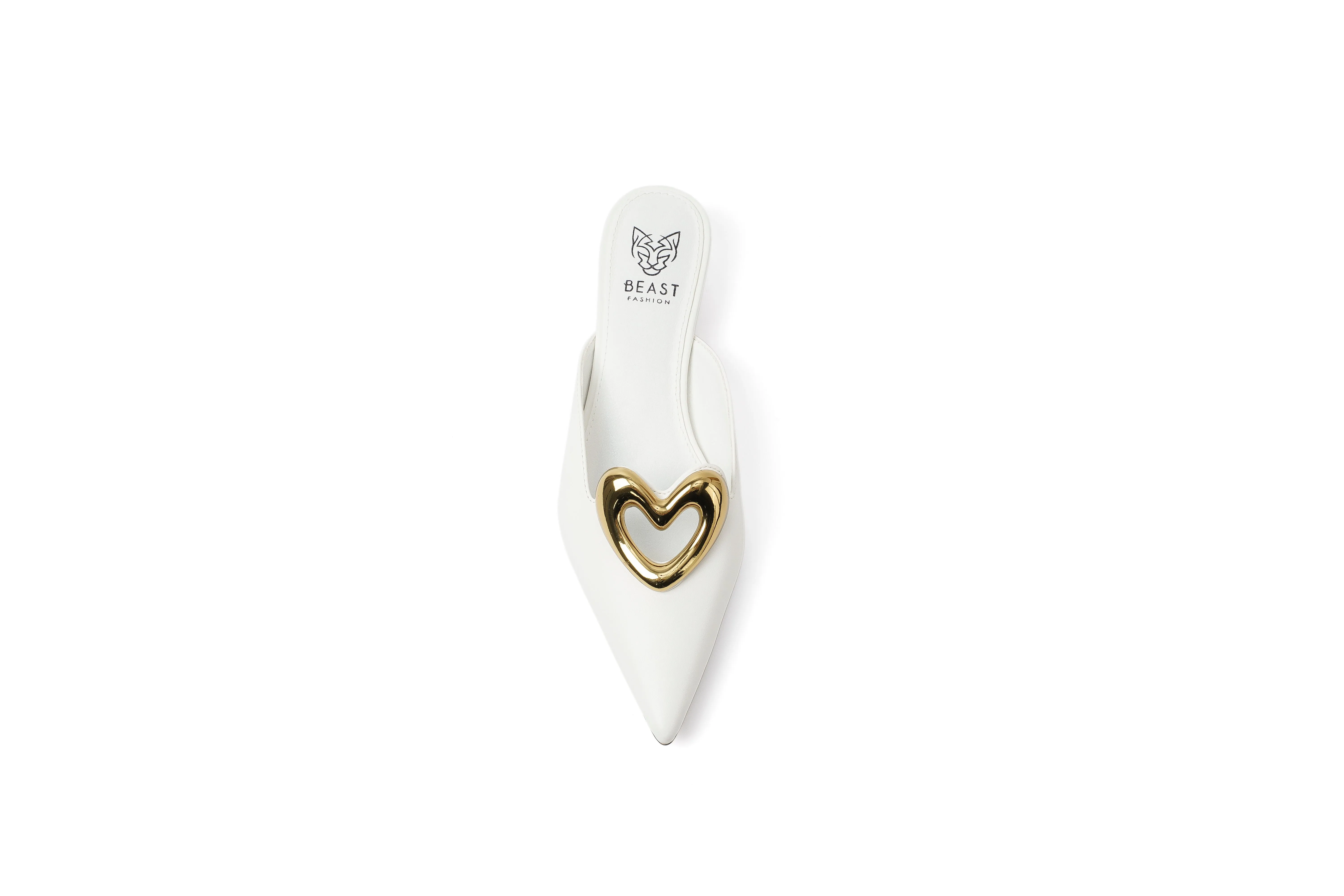 DELIA-01 Heart-Accent Kitten Heel Mules