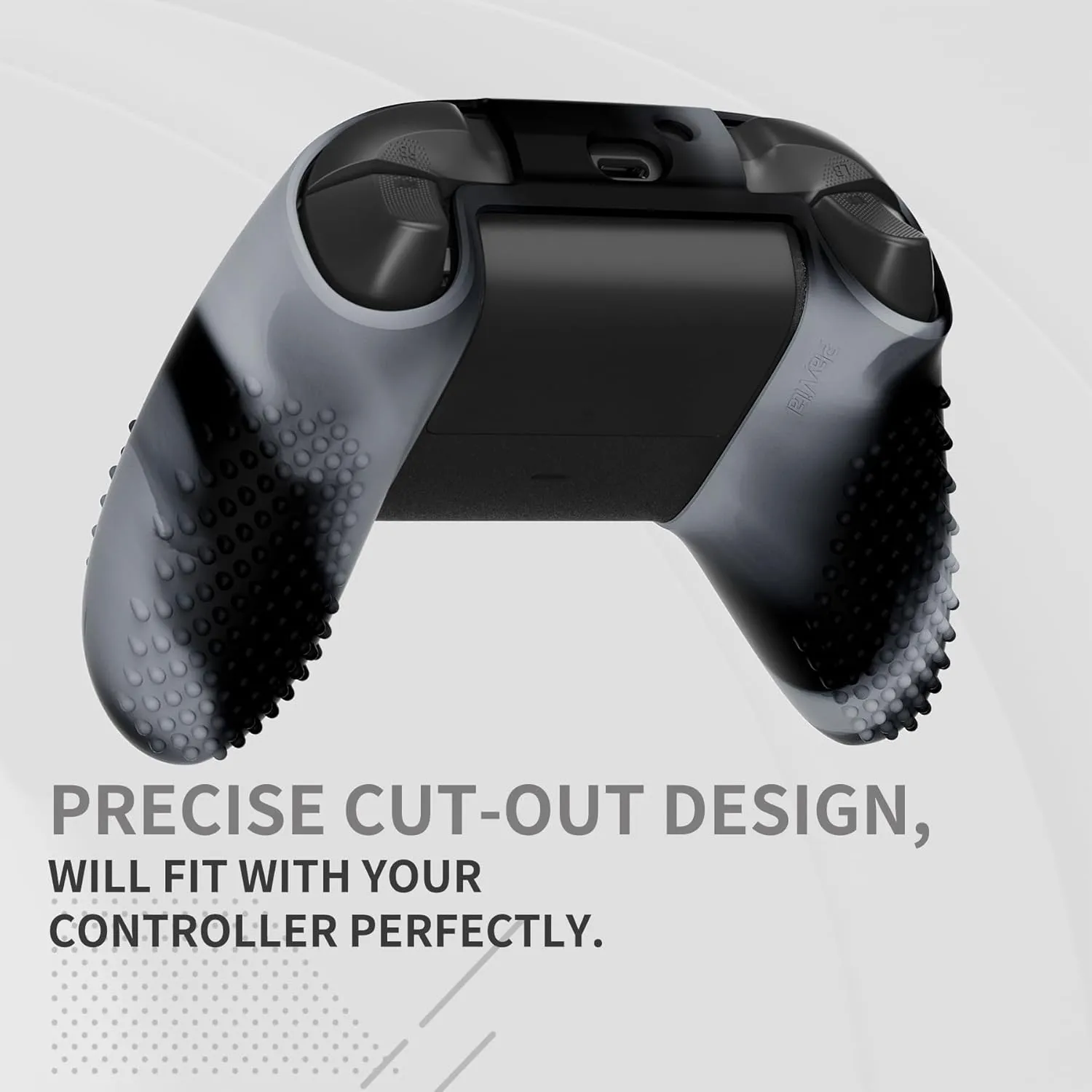 eXtremeRate PlayVital 3D Studded Edition Anti-Slip Silicone Cover Skin for Xbox Series X/S Controller, Rubber Case Protector for Xbox Core Wireless Controller with Thumb Grips - New Hope Gray & Black