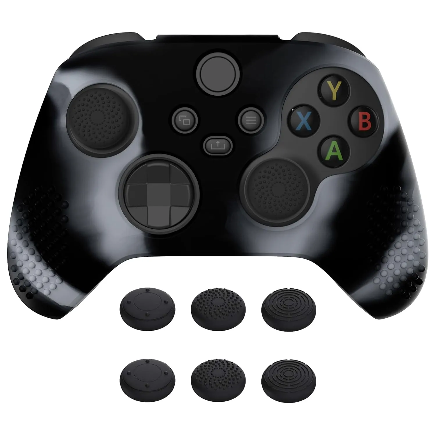 eXtremeRate PlayVital 3D Studded Edition Anti-Slip Silicone Cover Skin for Xbox Series X/S Controller, Rubber Case Protector for Xbox Core Wireless Controller with Thumb Grips - New Hope Gray & Black