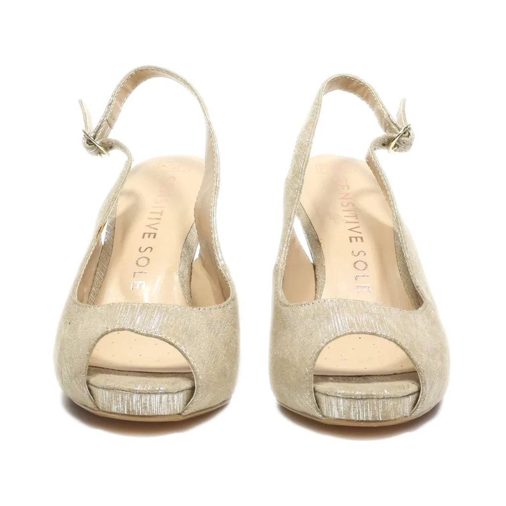 F&F Peep Toe Leather Beige Colour For Women