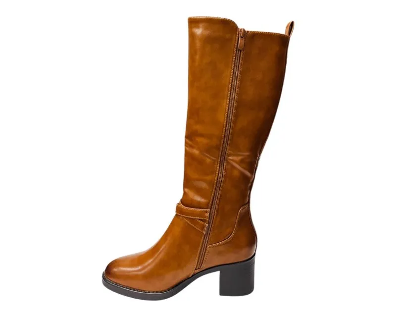 Full Zip Elastic Panel Knee High Boots