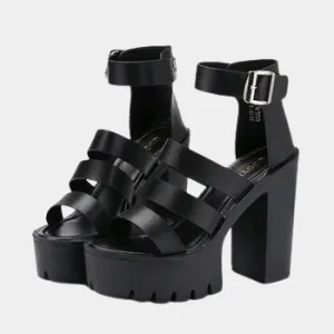 Joskaa 2024 New Chunky Sandals Ankle Strap