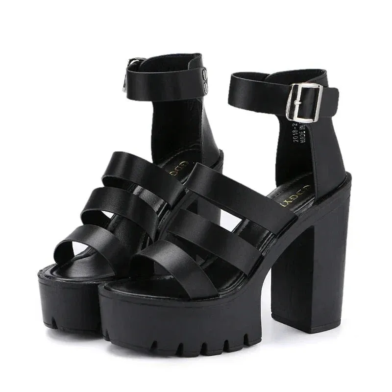 Joskaa 2024 New Chunky Sandals Ankle Strap