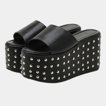 Joskaa 2024 New Rivet Chunky Sandals Thick
