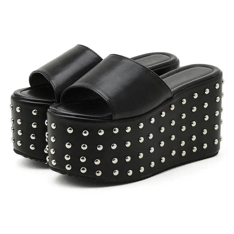 Joskaa 2024 New Rivet Chunky Sandals Thick