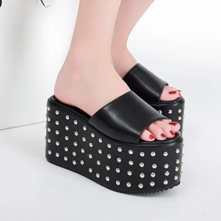 Joskaa 2024 New Rivet Chunky Sandals Thick