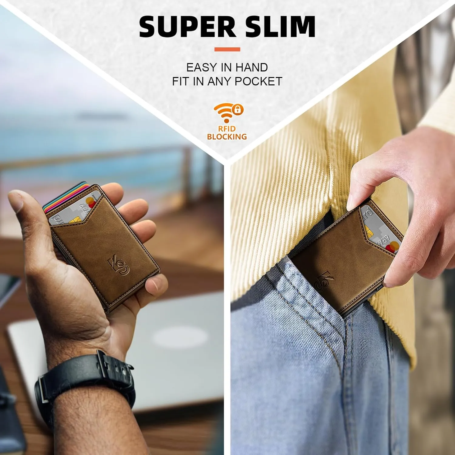 KEMISANT Men Wallet- Slim Wallet Money Clip For Gift Men in Front Pocket 12Cards-Metal Case with Magnetic Flip