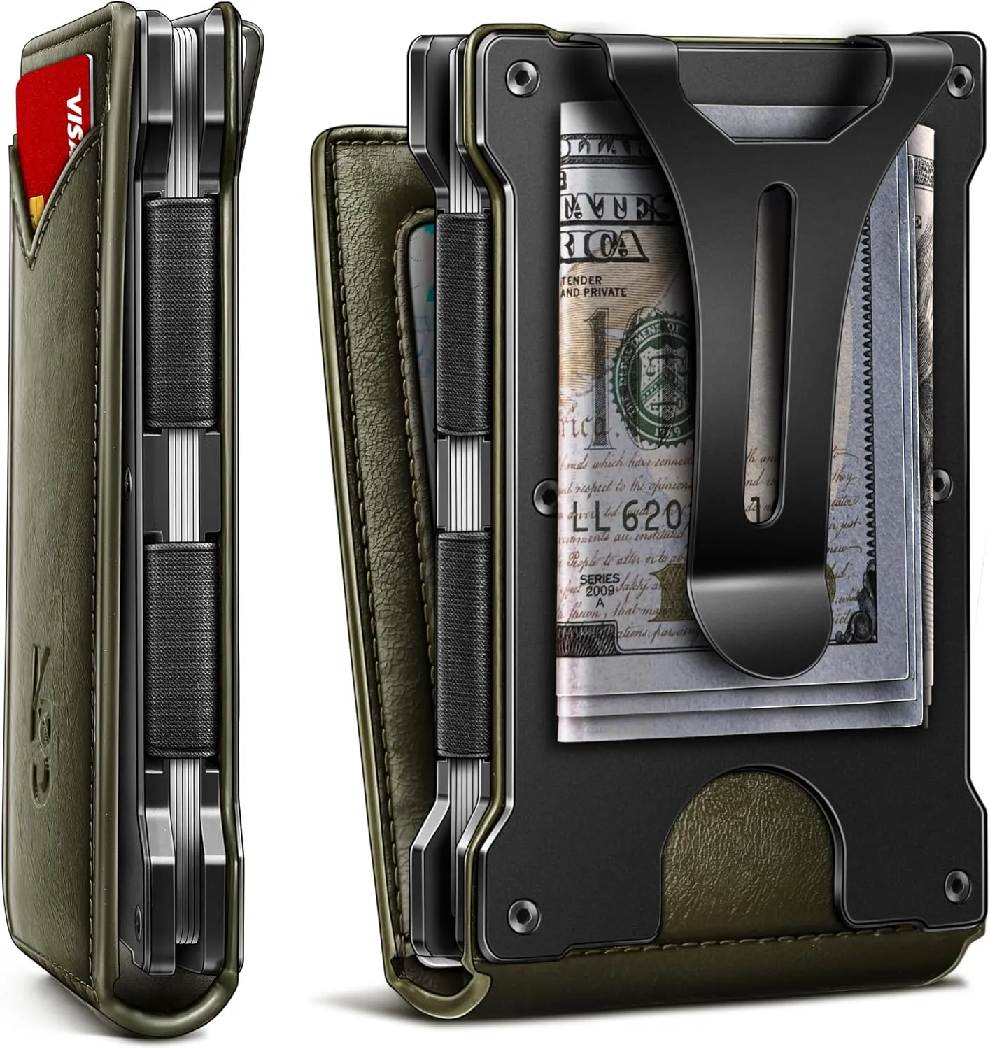 KEMISANT Men Wallet- Slim Wallet Money Clip For Gift Men in Front Pocket 12Cards-Metal Case with Magnetic Flip