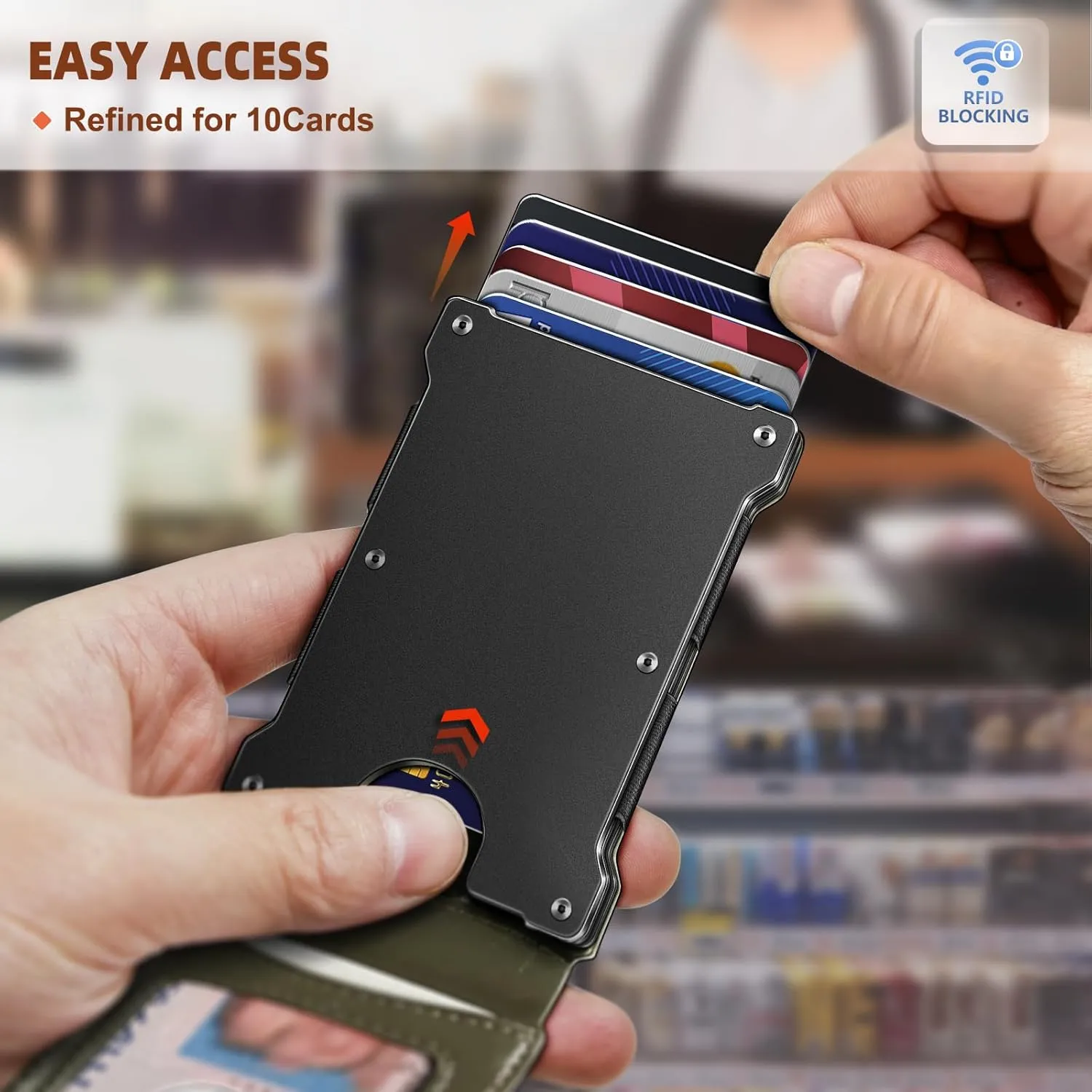 KEMISANT Men Wallet- Slim Wallet Money Clip For Gift Men in Front Pocket 12Cards-Metal Case with Magnetic Flip