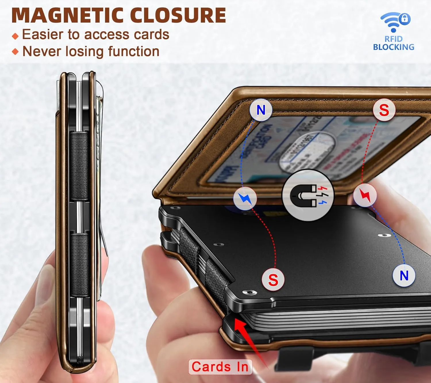 KEMISANT Men Wallet- Slim Wallet Money Clip For Gift Men in Front Pocket 12Cards-Metal Case with Magnetic Flip