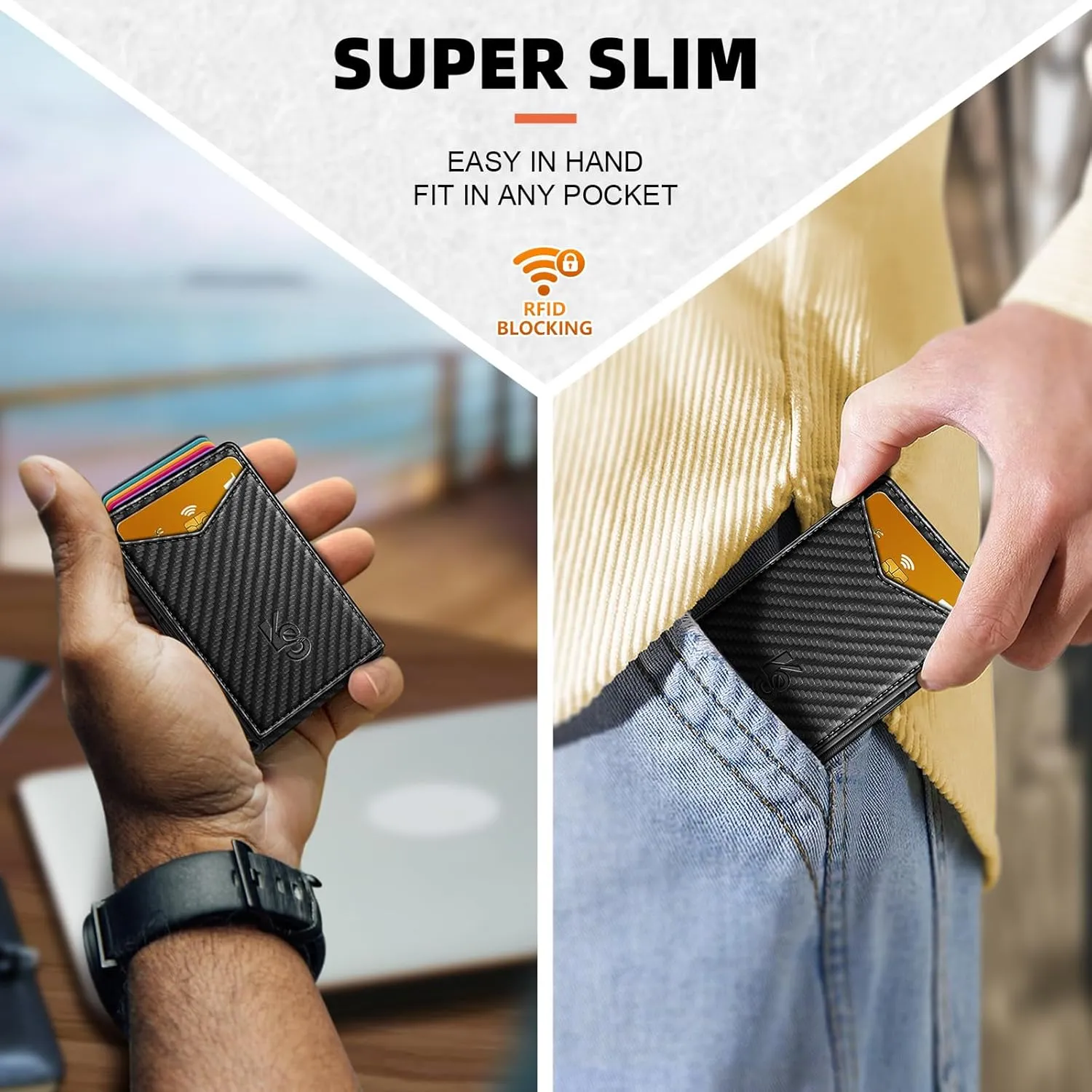KEMISANT Men Wallet- Slim Wallet Money Clip For Gift Men in Front Pocket 12Cards-Metal Case with Magnetic Flip