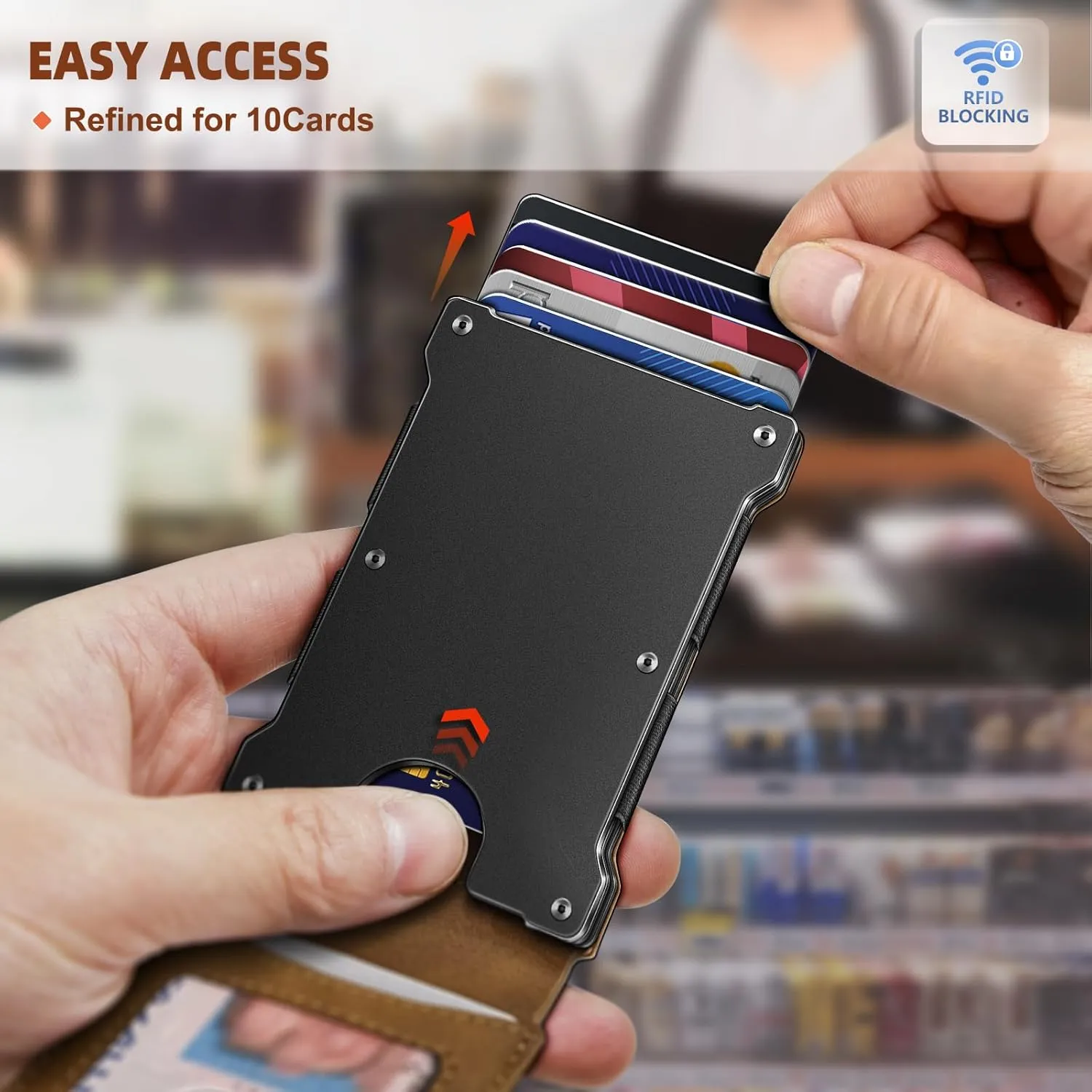 KEMISANT Men Wallet- Slim Wallet Money Clip For Gift Men in Front Pocket 12Cards-Metal Case with Magnetic Flip