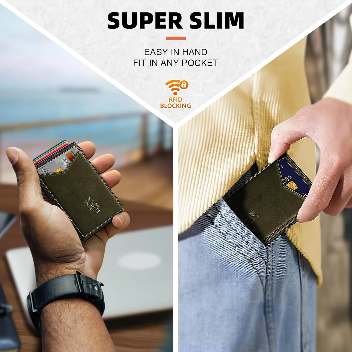 KEMISANT Men Wallet- Slim Wallet Money Clip For Gift Men in Front Pocket 12Cards-Metal Case with Magnetic Flip
