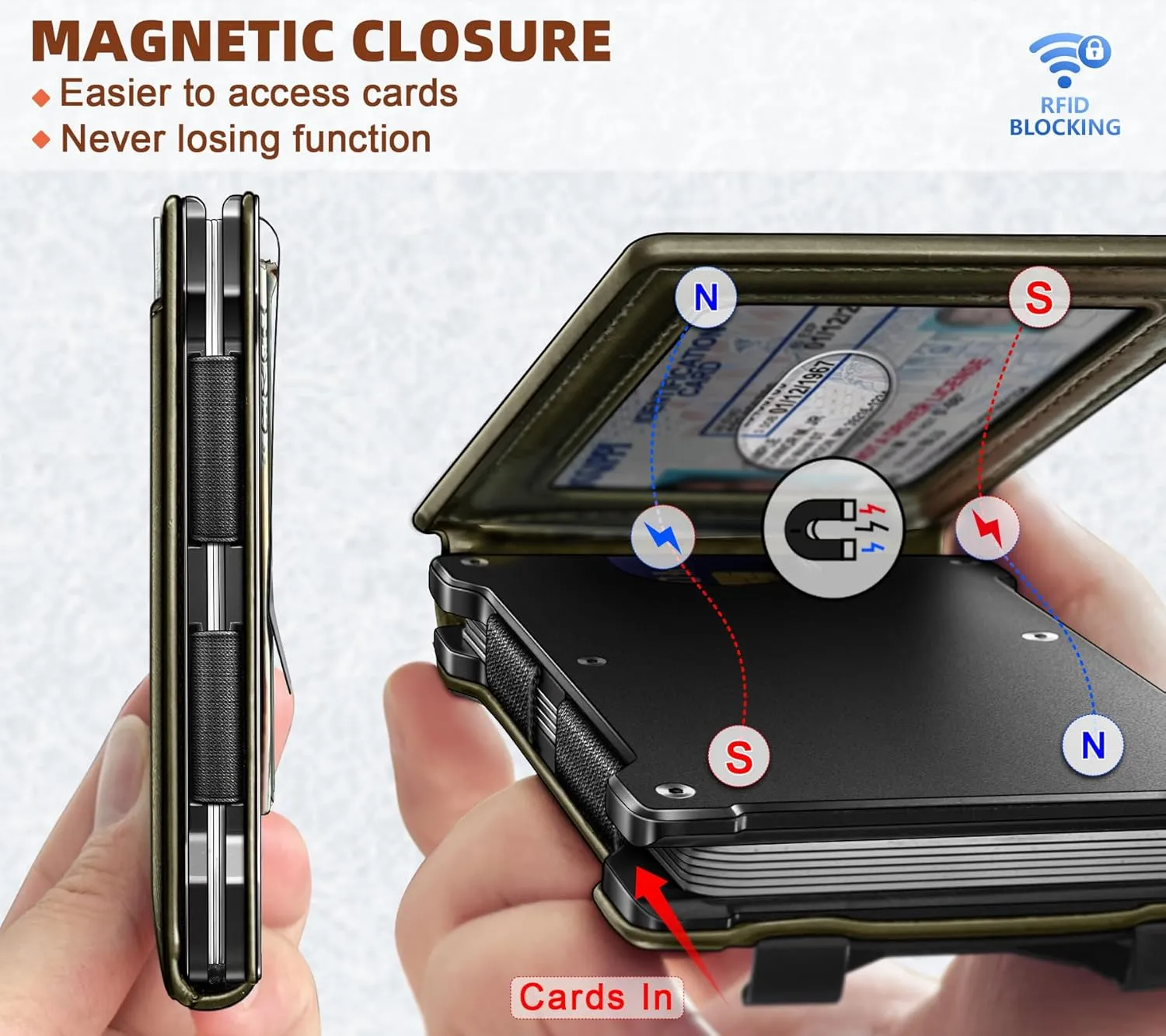 KEMISANT Men Wallet- Slim Wallet Money Clip For Gift Men in Front Pocket 12Cards-Metal Case with Magnetic Flip
