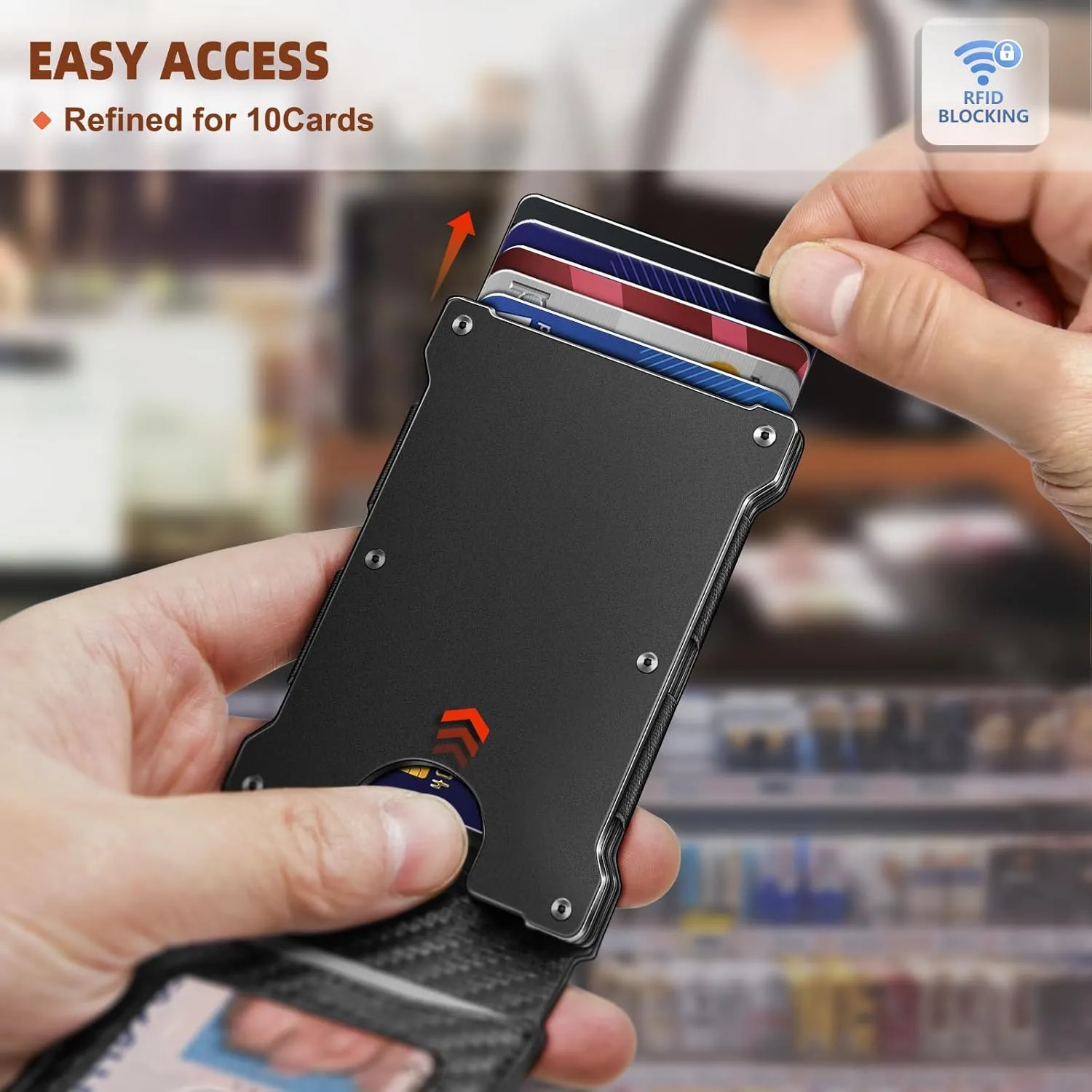 KEMISANT Men Wallet- Slim Wallet Money Clip For Gift Men in Front Pocket 12Cards-Metal Case with Magnetic Flip