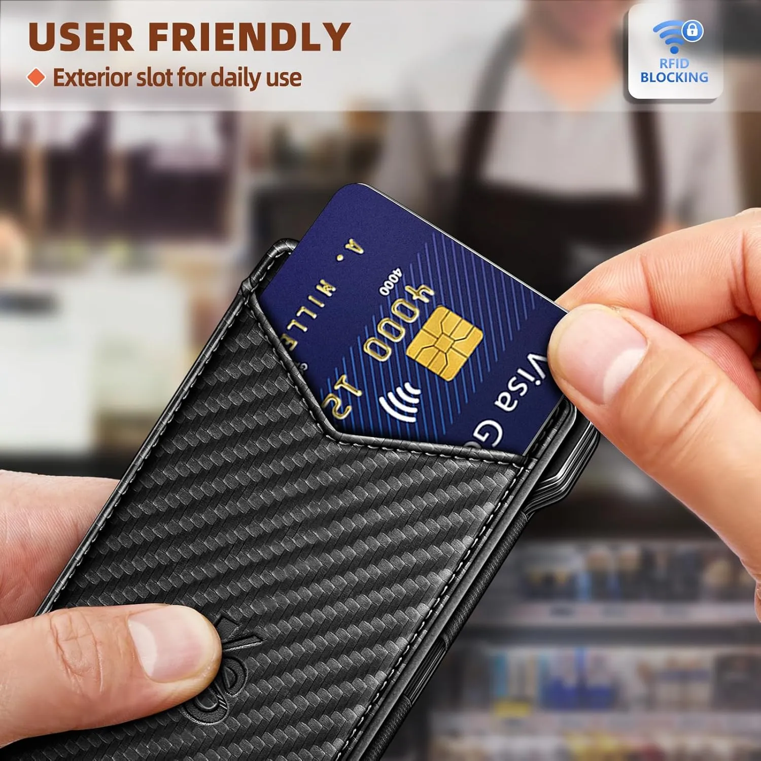 KEMISANT Men Wallet- Slim Wallet Money Clip For Gift Men in Front Pocket 12Cards-Metal Case with Magnetic Flip