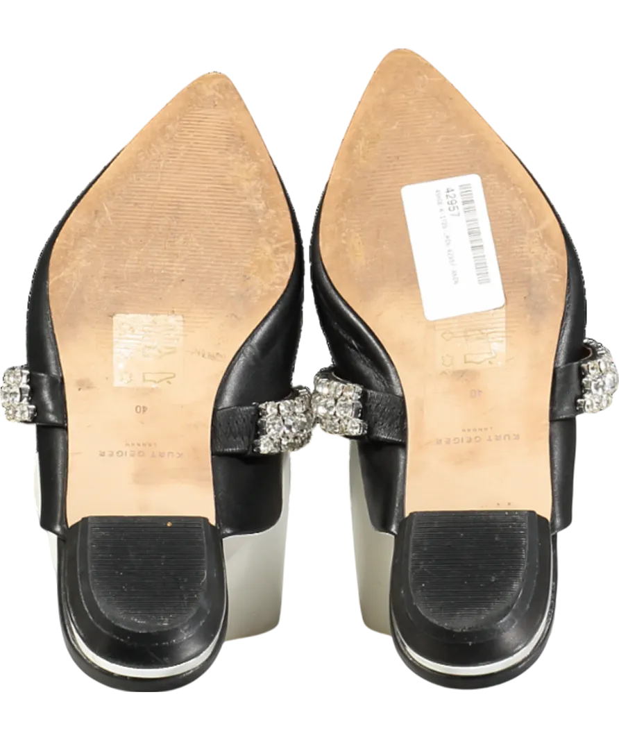 Kurt Geiger Black Princely Leather Flat Mules UK 7 EU 40 👠