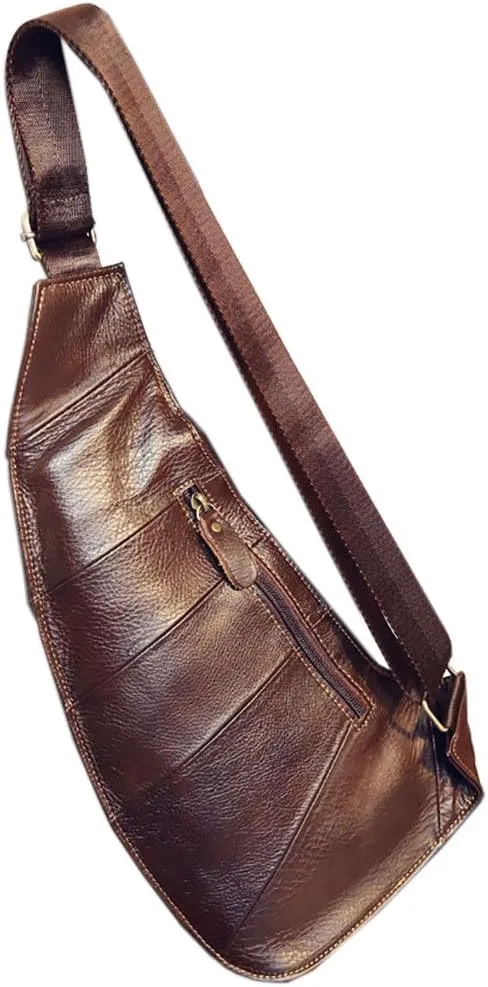 Leather Sling Bag Backpack for Men Women Crossbody Shoulder Chest Day Pack Outdoor Travel Camping Tactical Daypack