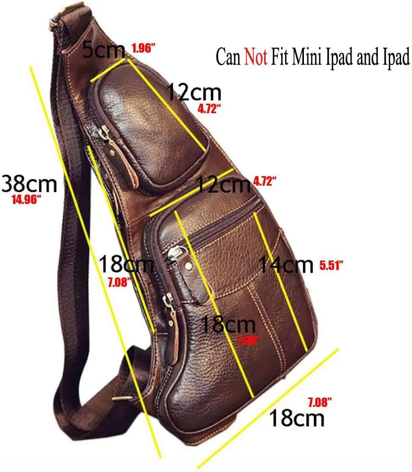 Leather Sling Bag Backpack for Men Women Crossbody Shoulder Chest Day Pack Outdoor Travel Camping Tactical Daypack