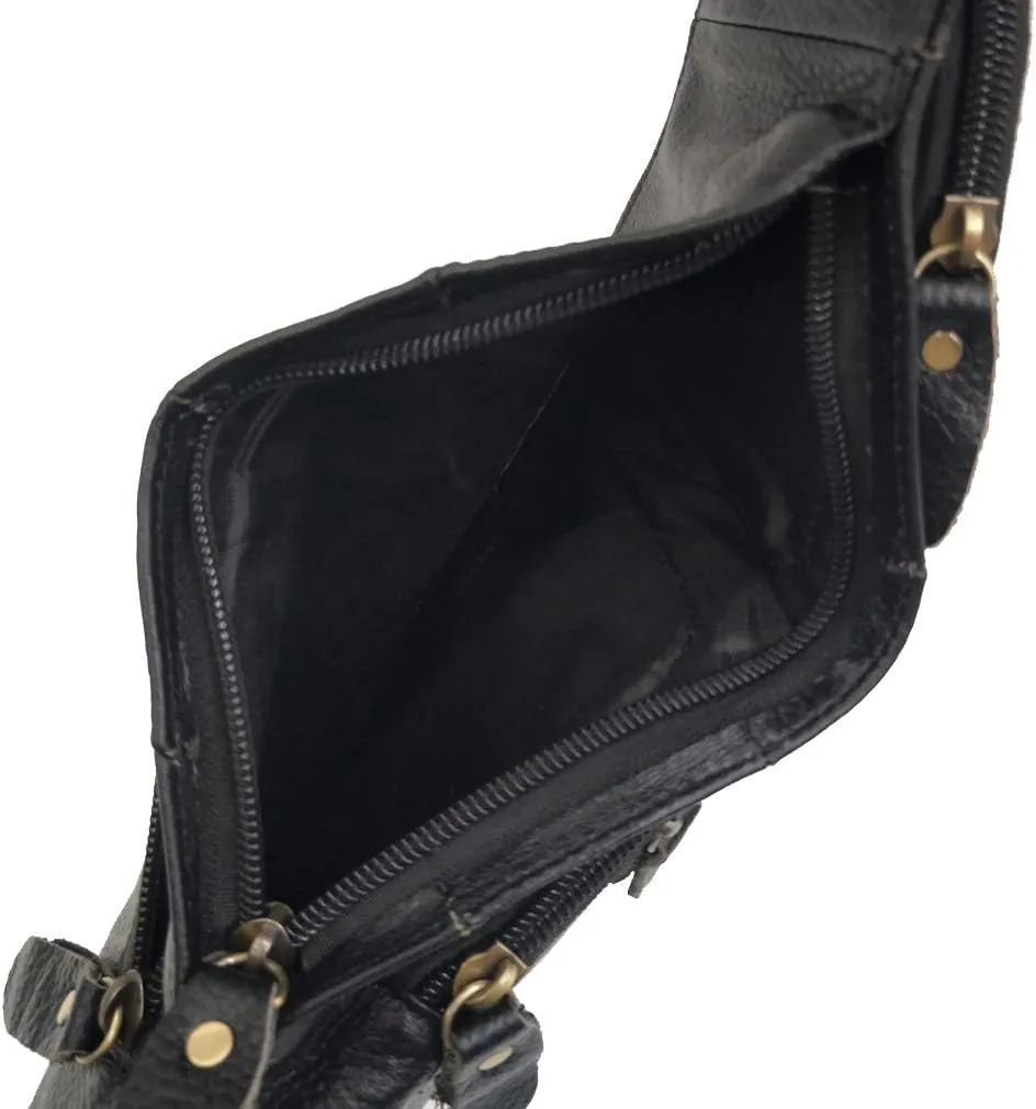 Leather Sling Bag Crossbody Backpack for Men Women Travel Outdoor Sports Hiking Camping Shoulder Chest Day Pack Daypack