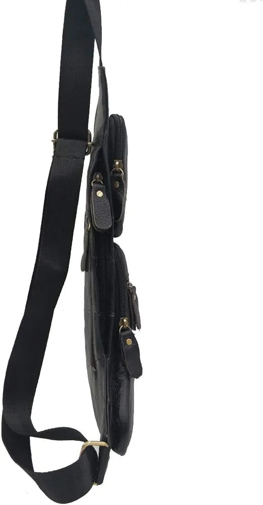 Leather Sling Bag Crossbody Backpack for Men Women Travel Outdoor Sports Hiking Camping Shoulder Chest Day Pack Daypack