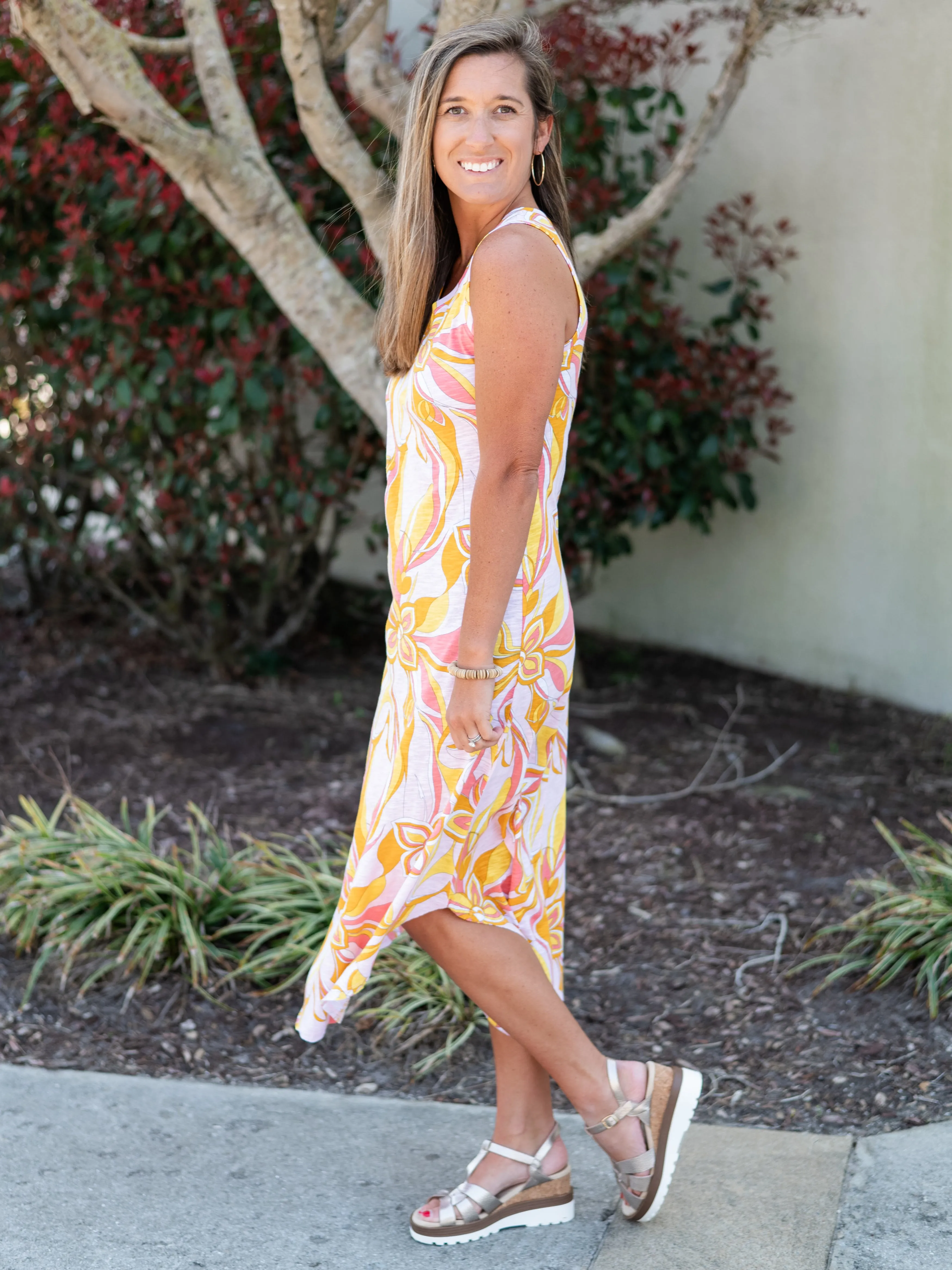 Long Printed Sleeveless Dress by Charlie B