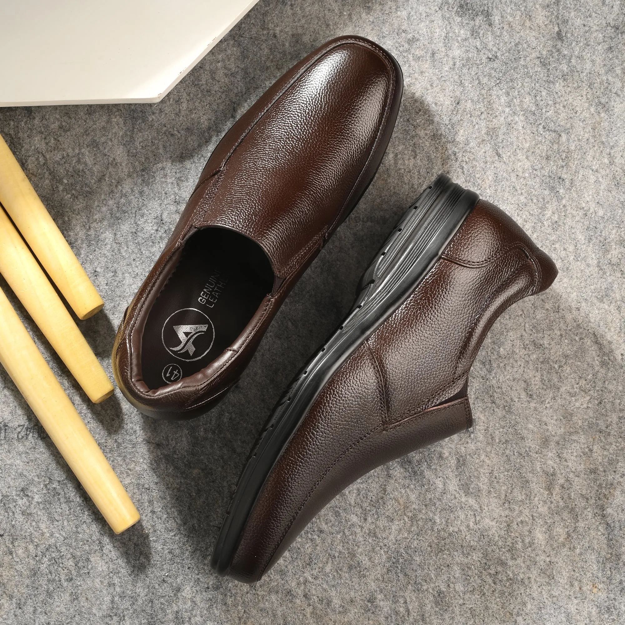 Sharp Full Grain Leather Slip Ons