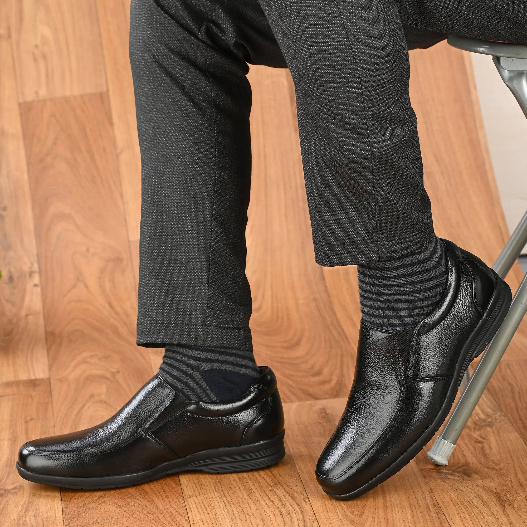 Sharp Full Grain Leather Slip Ons